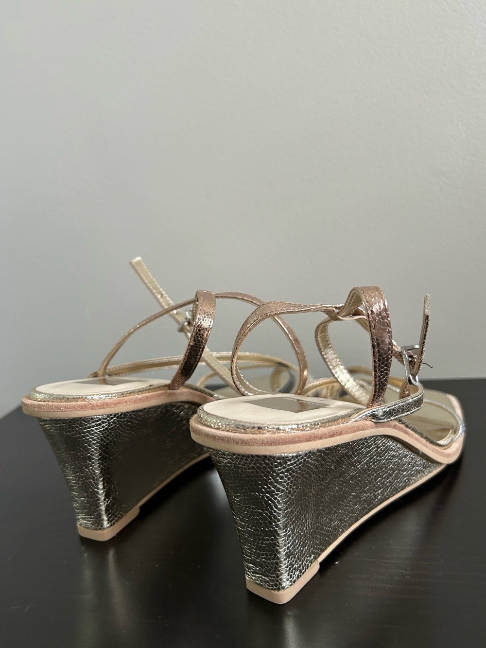 Dolce Vita Metallic Three-Tone Wedge Sandal - Rose Gold, Gold, Silver, Size 7.5 - Picture 9 of 14